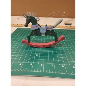 Hand Painted Wood Rocking‎ Horse Ornament Christmas Tree Decoration Italy Decor